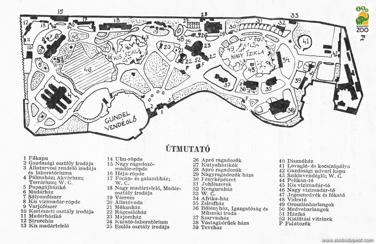 Az Állatkert térképe 1964-ben 