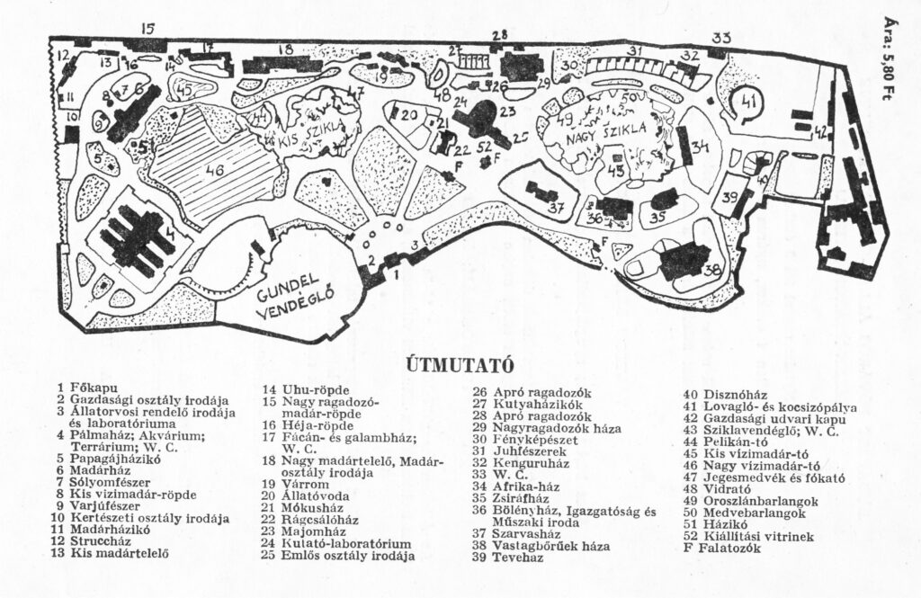 Állatkertünk térképe 1964-ben